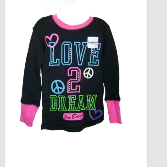NWT Joe Boxer Girls 2-PCs Pajamas Set LOVE 2 DREAM Love Peace Snugly PJ … - Picture 2 of 3